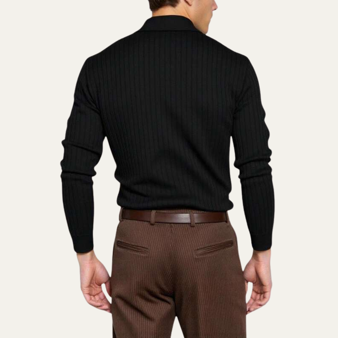 Le Polo à Manches Longues en Tricot Côtelé pour Hommes Ironcrest Hill
