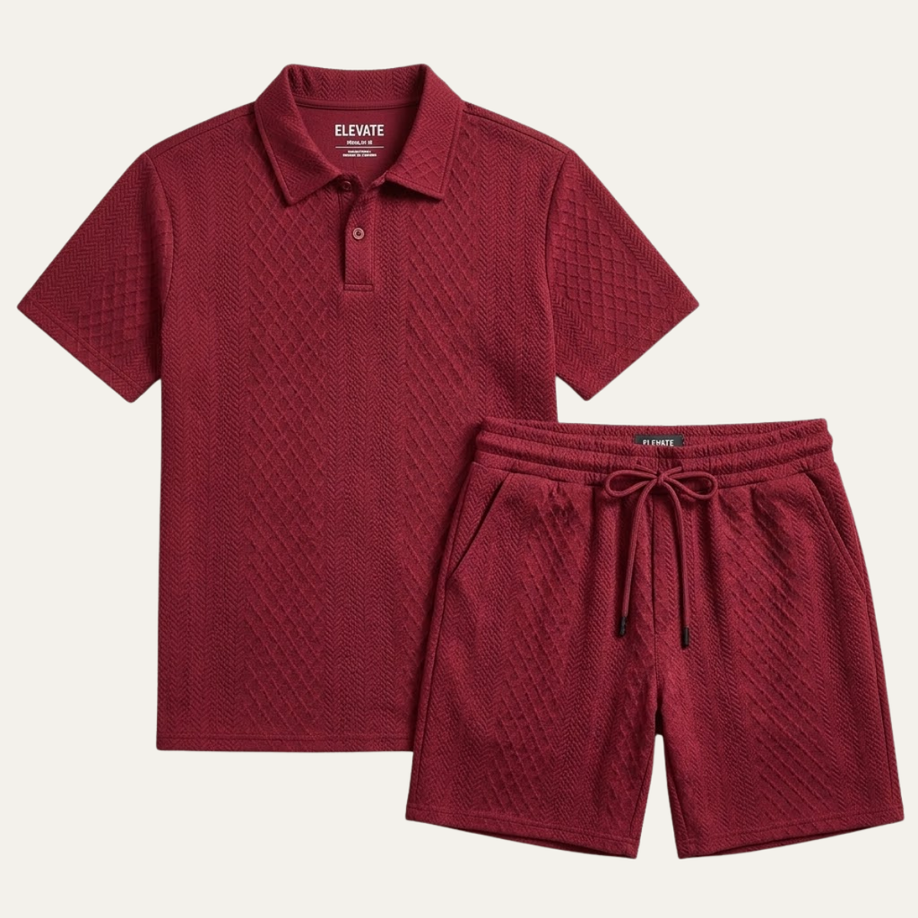 Le Set Polo & Shorts Jacquard d'Été pour Hommes de Surrey – Tenue de Plage Légère