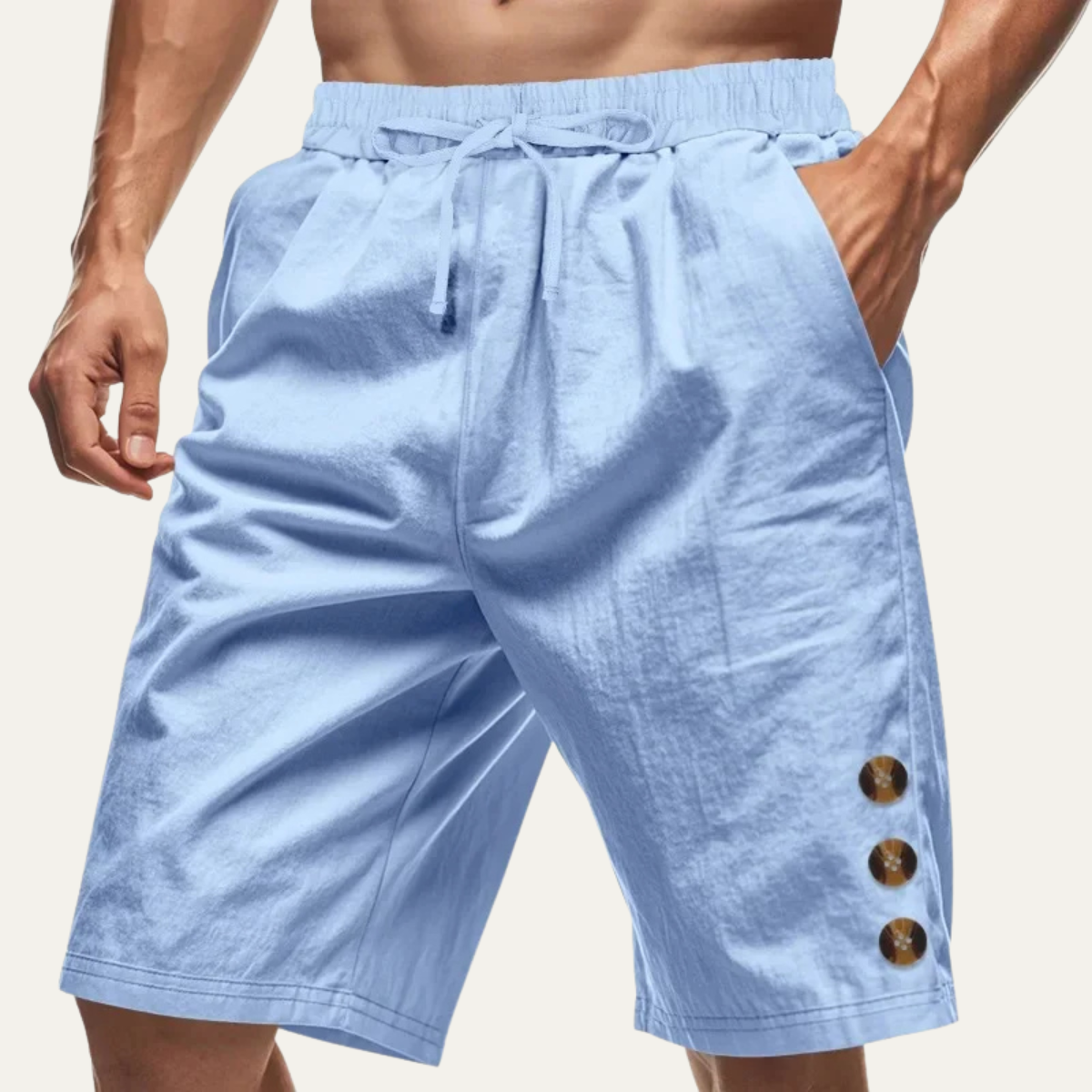 Shorts d'été décontractés pour hommes Ashbury avec détails de boutons et cordon de serrage