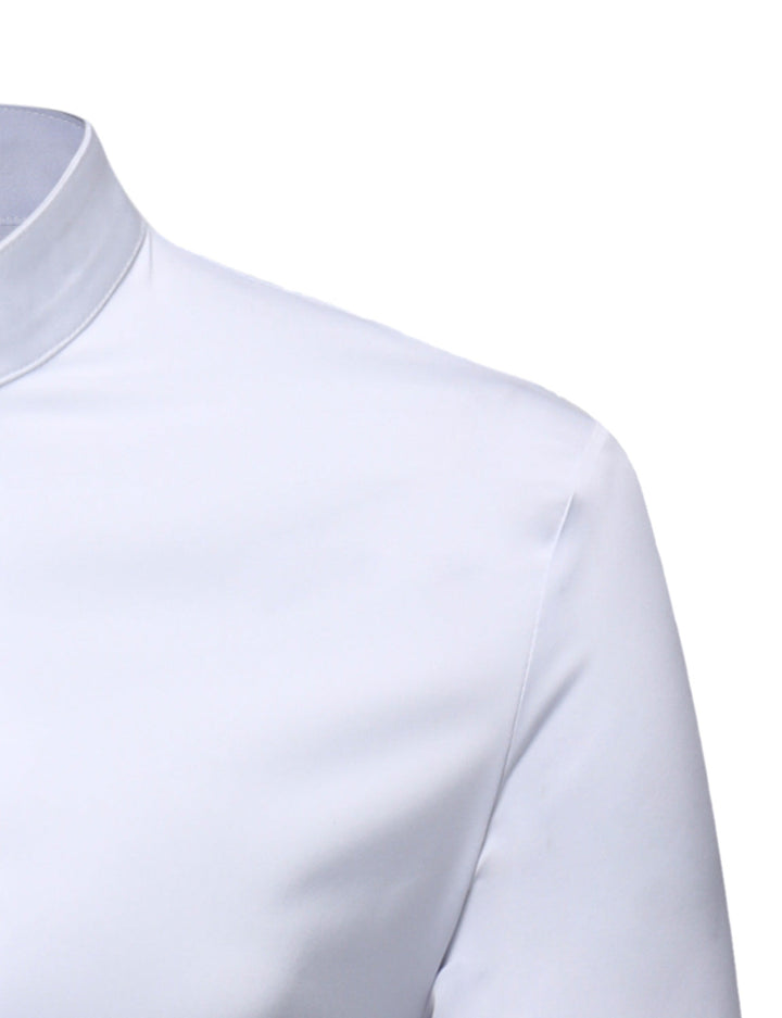 Chemise de smoking à manches longues en dentelle à col montant pour hommes