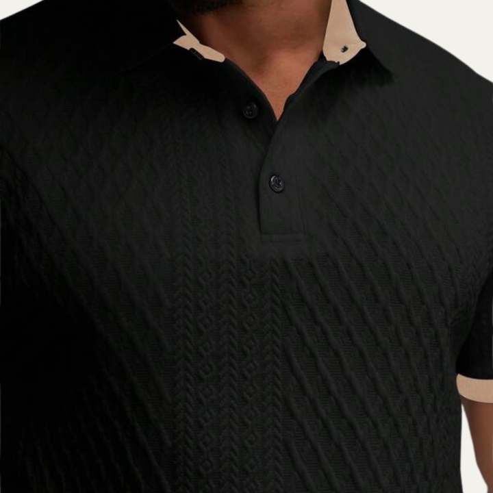 Le Polo Élégant Texturé pour Homme Cedarcrest Park avec Col Contrasté