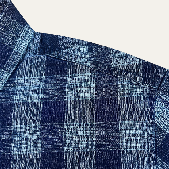 La Chemise en Jean à Carreaux pour Hommes Foxwood Ridge avec Poches Poitrine