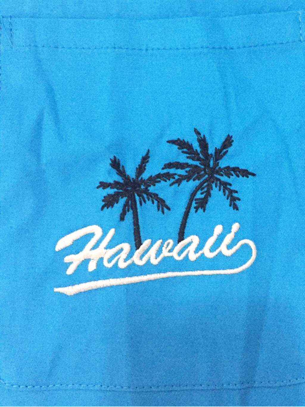 Chemise à manches courtes bleue pour homme 50's Vintage Camp Cotton Pocket Bowling Hawaii Coconut Tree