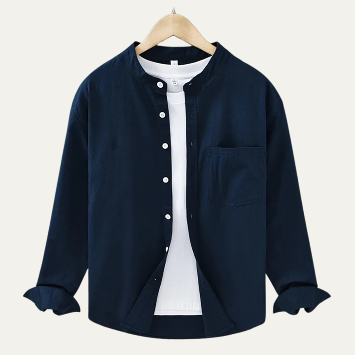 La chemise en coton-lin à col mandarin pour homme Ashmont Ridge, coupe décontractée