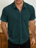 Chemise d'été décontractée à manches courtes pour homme, motif gaufré, idéale pour la plage