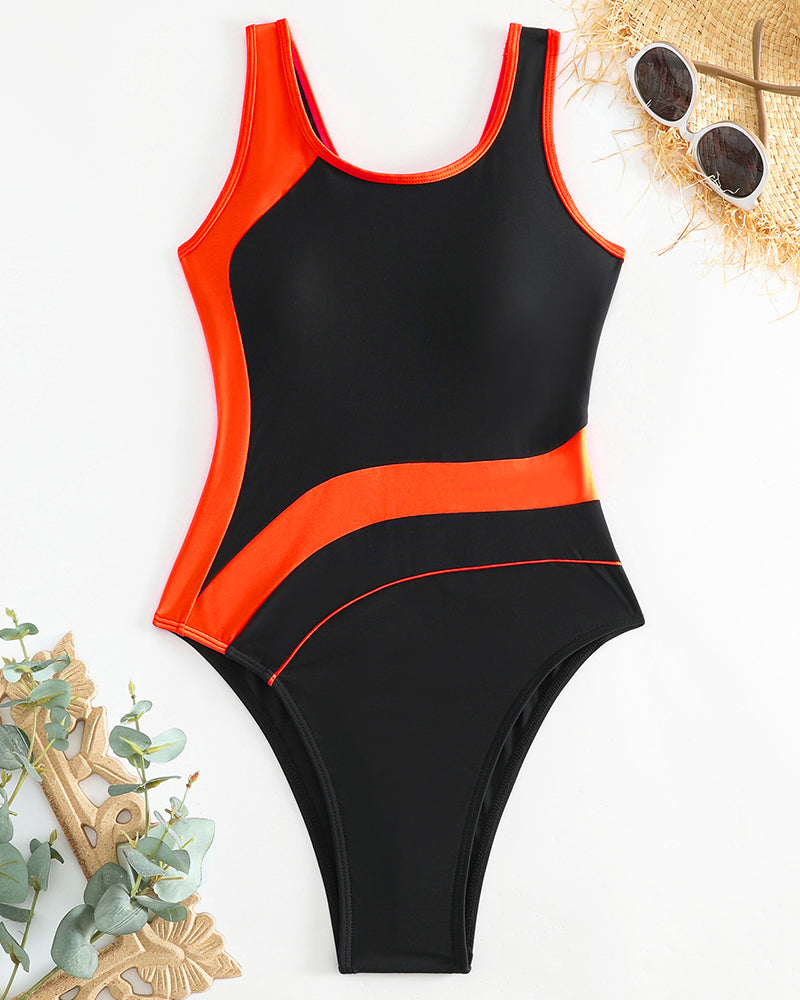 Maillot de bain une pièce tendance aux couleurs contrastées