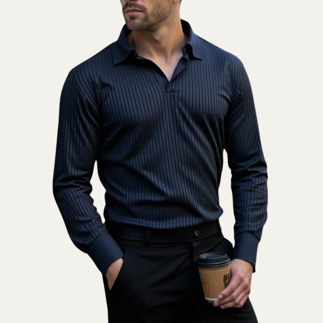 Le Polo à Manches Longues en Maille Côtelée Tendance pour Hommes Oakpark