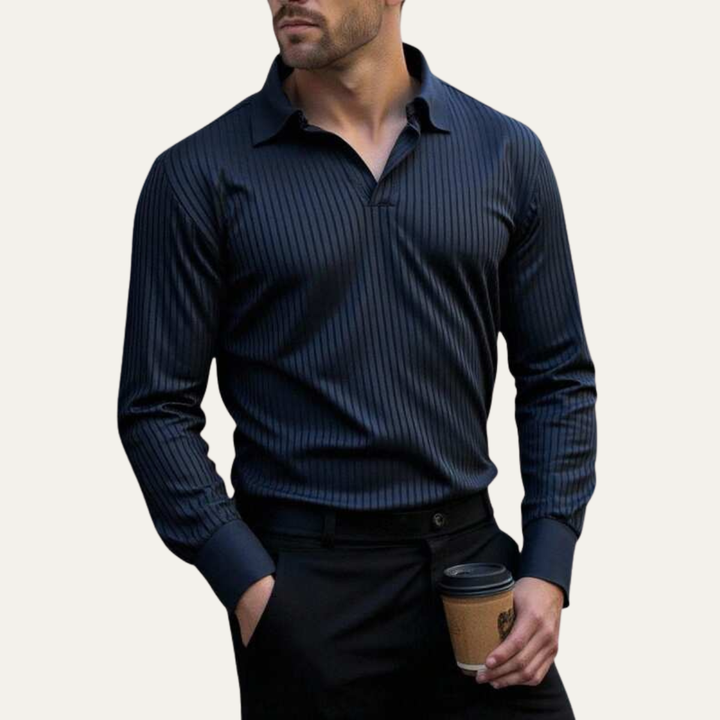 Le Polo à Manches Longues en Maille Côtelée Tendance pour Hommes Oakpark