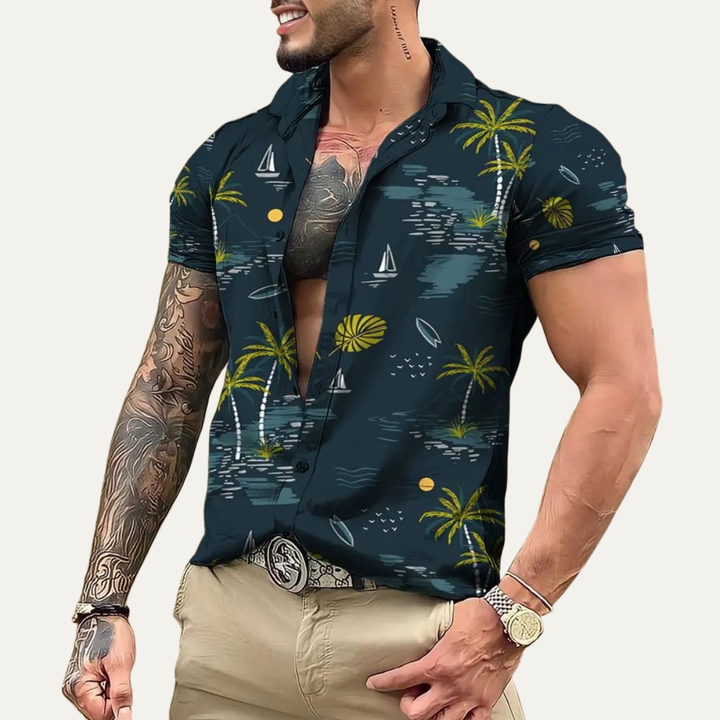 La Chemise de Plage Hawaïenne Légère à Imprimé Coco Tropical pour Hommes Silverfield