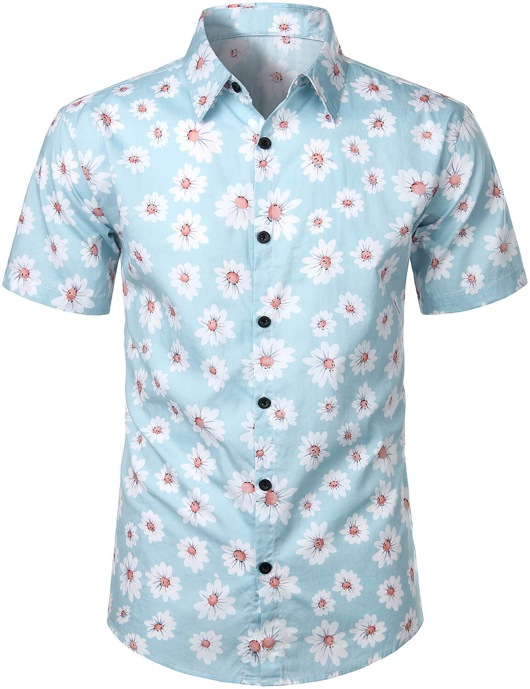 Chemise à fleurs hawaïenne à manches courtes en coton imprimé marguerite hawaïenne pour homme