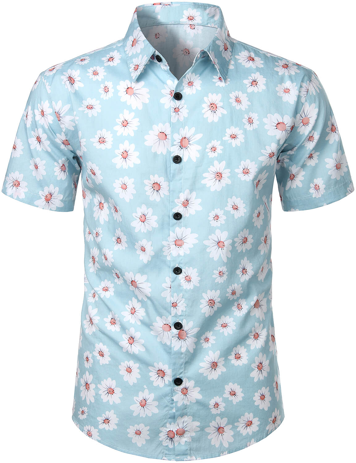 Chemise à fleurs hawaïenne à manches courtes en coton imprimé marguerite hawaïenne pour homme