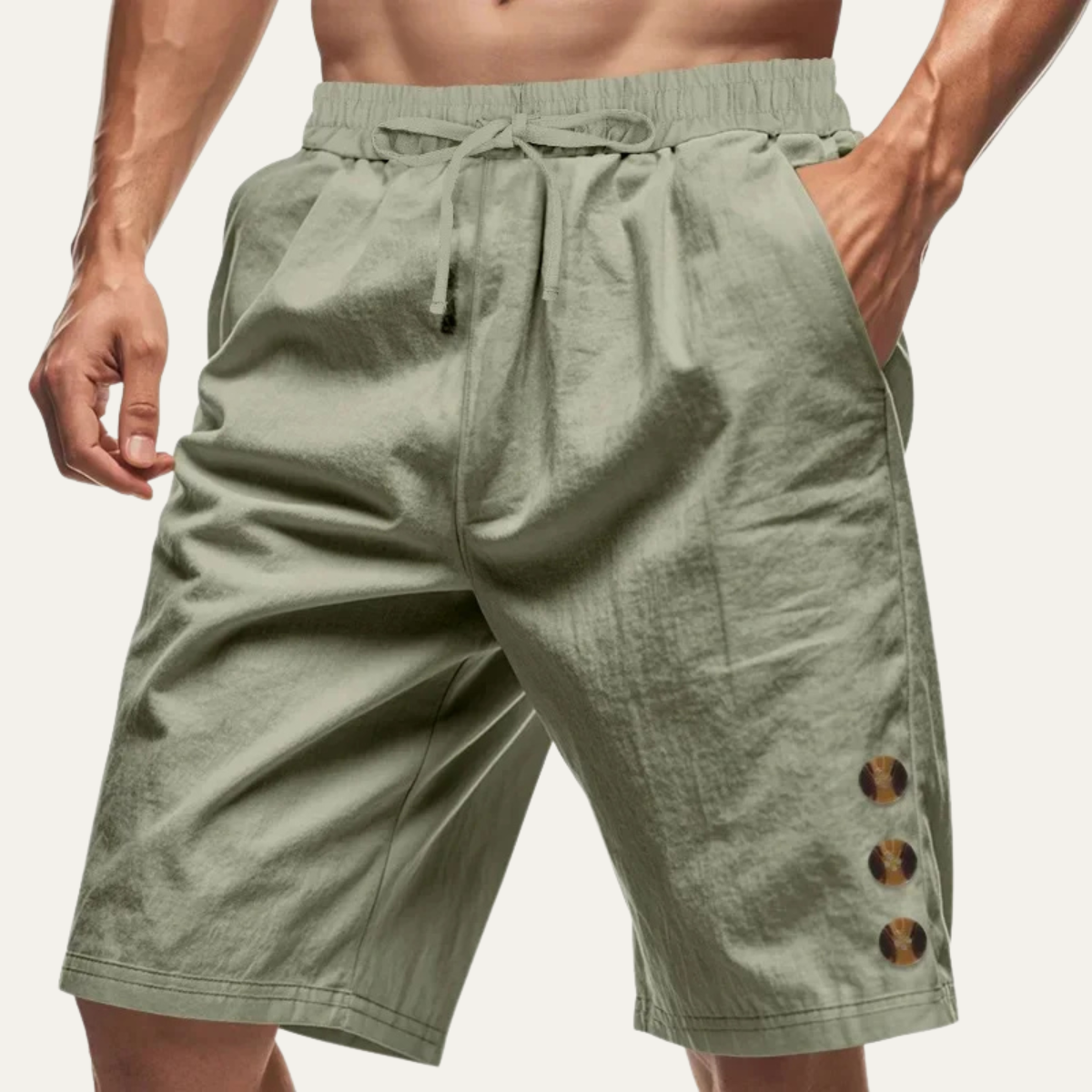 Shorts d'été décontractés pour hommes Ashbury avec détails de boutons et cordon de serrage