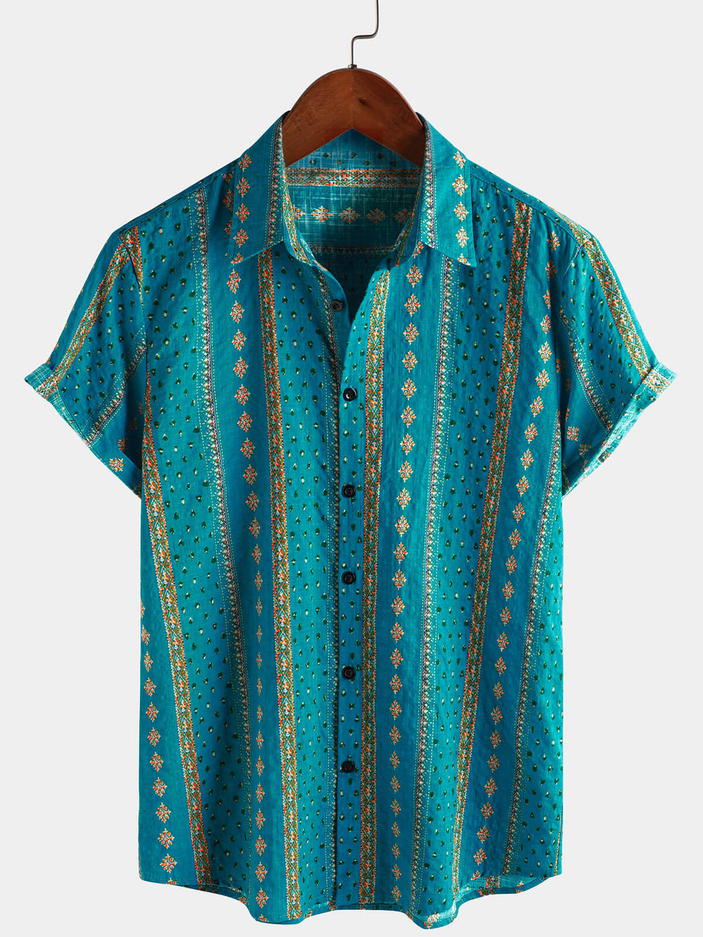 Chemise Vintage à Manches Courtes des Années 70 avec Imprimé Rayé pour Homme