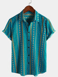 Chemise Vintage à Manches Courtes des Années 70 avec Imprimé Rayé pour Homme