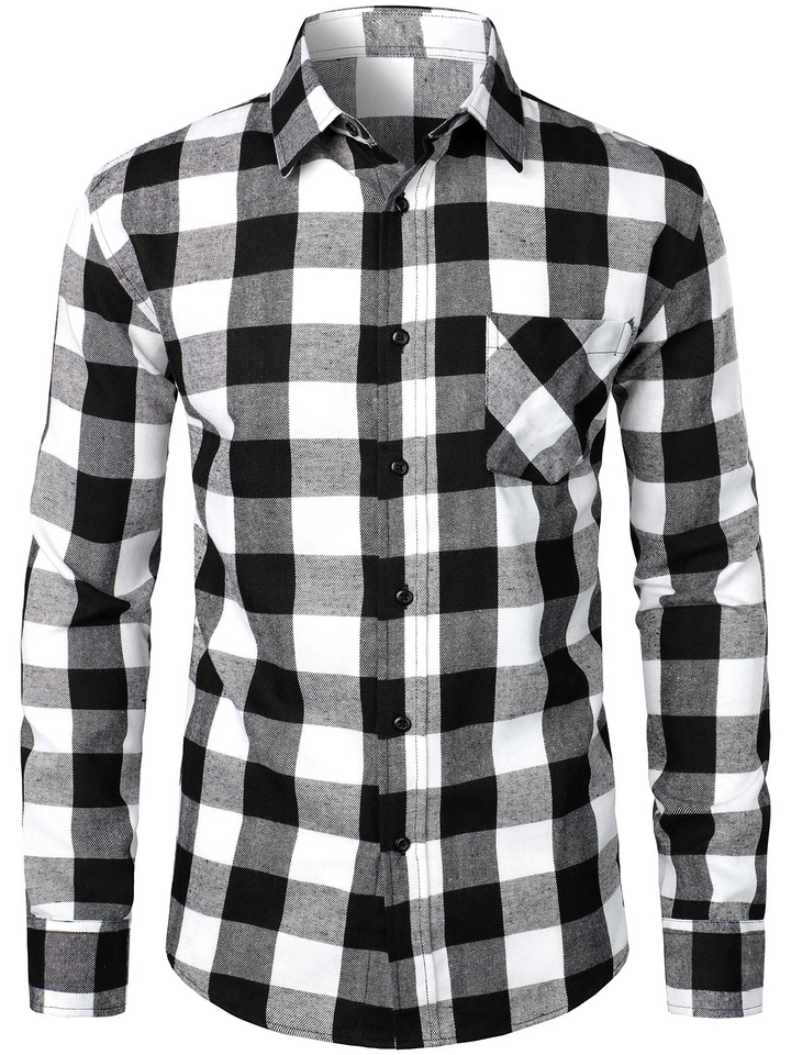 Chemise coupe classique en flanelle à carreaux