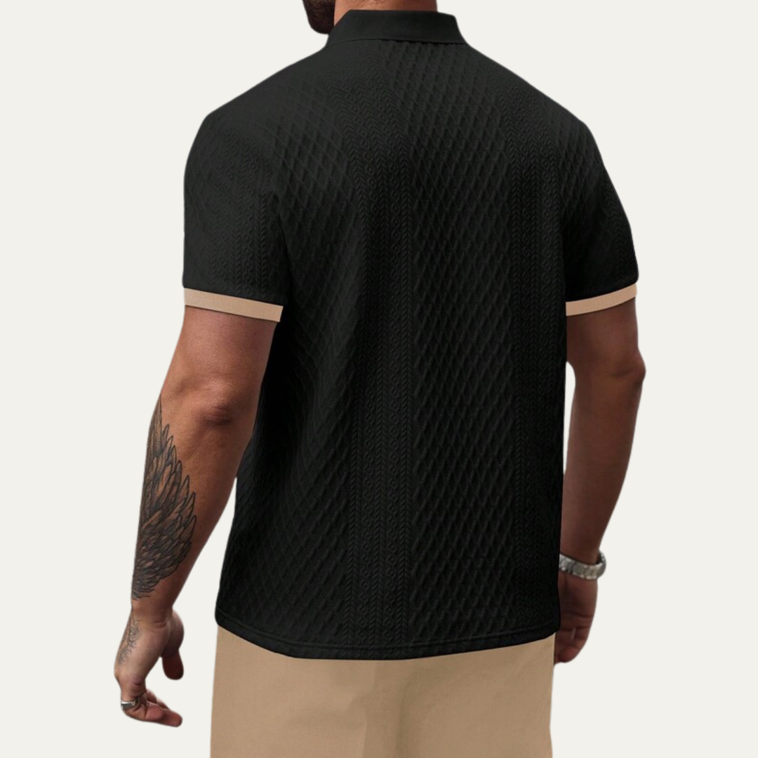 Le Polo Élégant Texturé pour Homme Cedarcrest Park avec Col Contrasté
