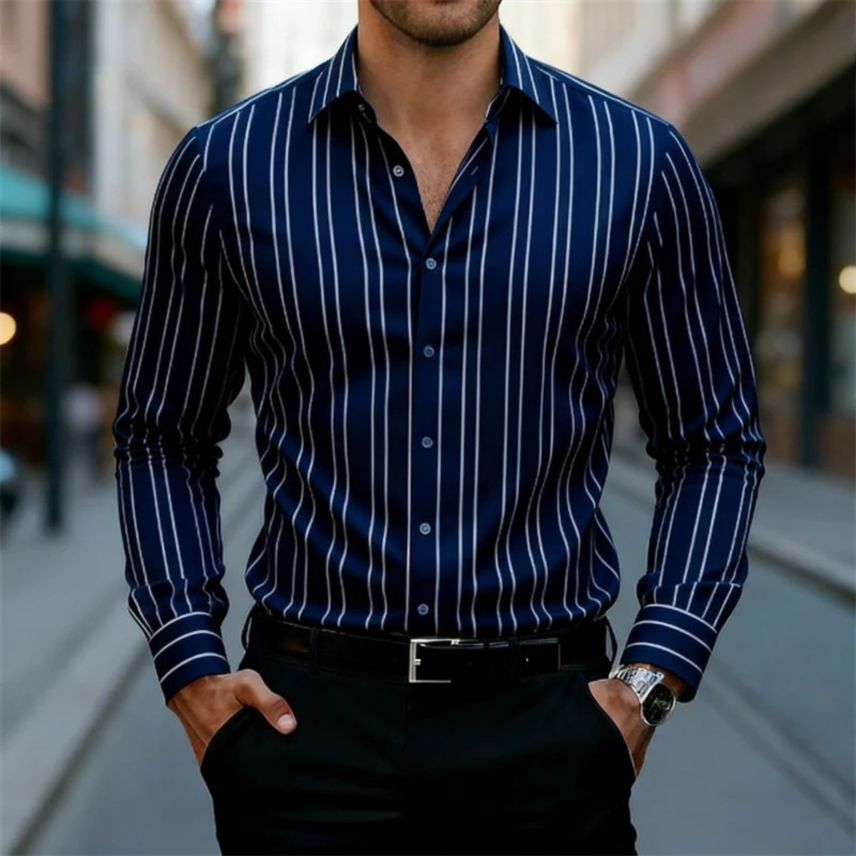 La Chemise Décontractée à Rayures Verticales Multicolores Harwood pour Hommes