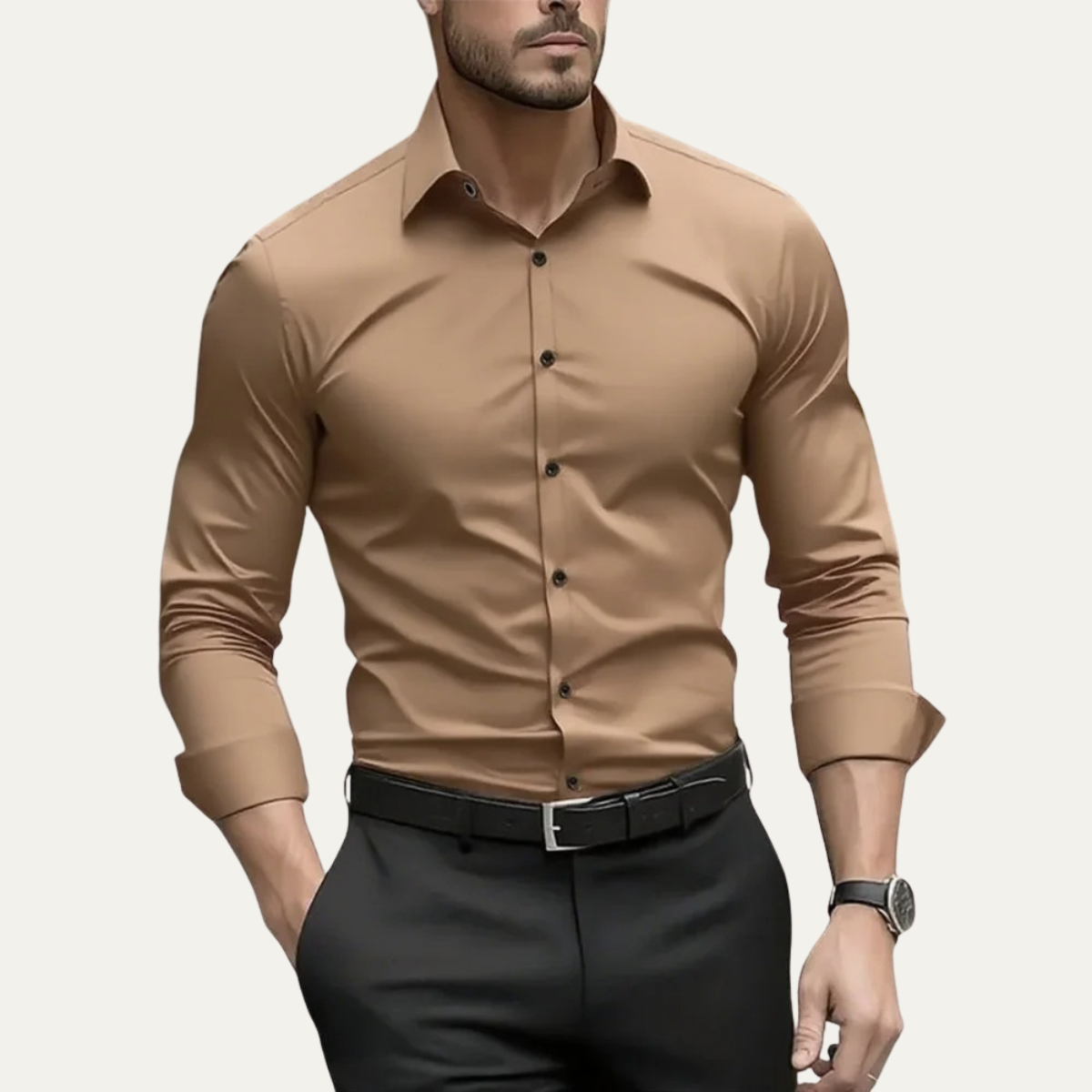 La Chemise d'Affaires Élégante en Couleur Unie pour Hommes Pantelleria