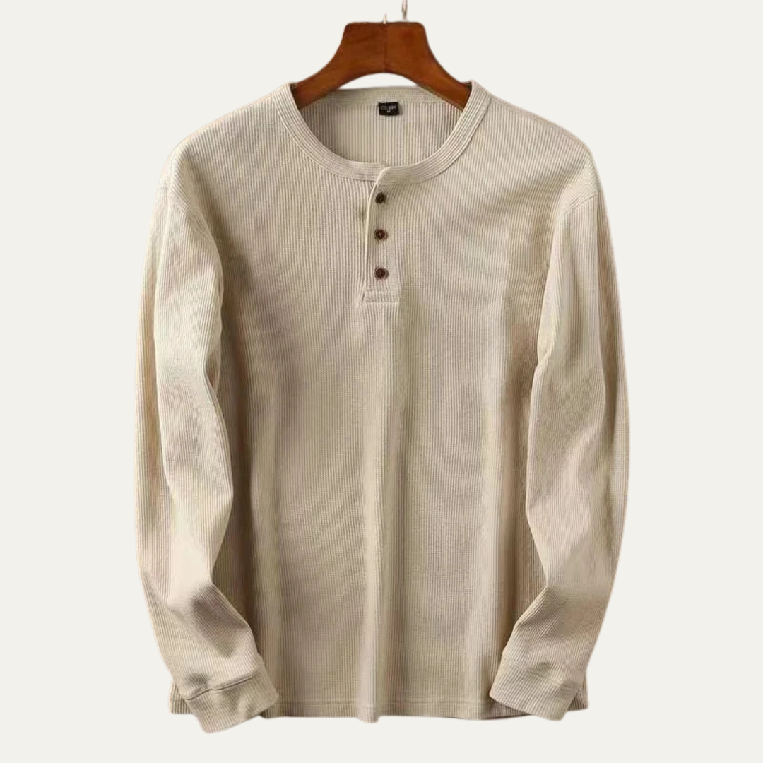 La chemise Henley thermique en coton à mailles de la Glenhurst Park pour hommes, coupe slim