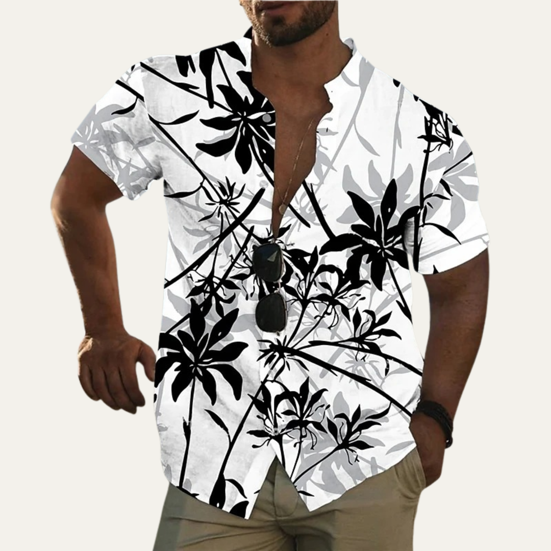 La chemise de plage hawaïenne tendance pour hommes Ridgefall avec imprimé tropical de noix de coco