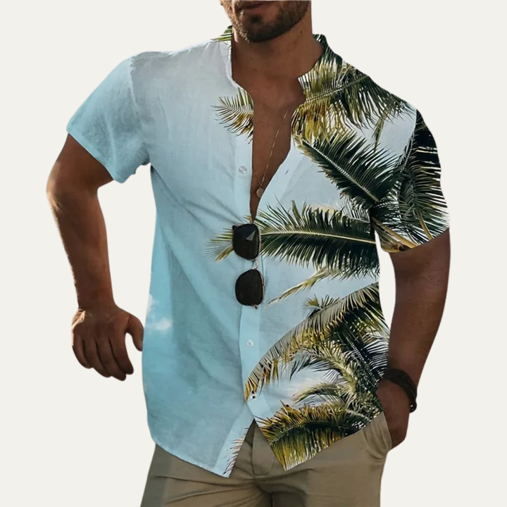La chemise de plage hawaïenne à imprimé noix de coco tropical pour hommes Cedarforest