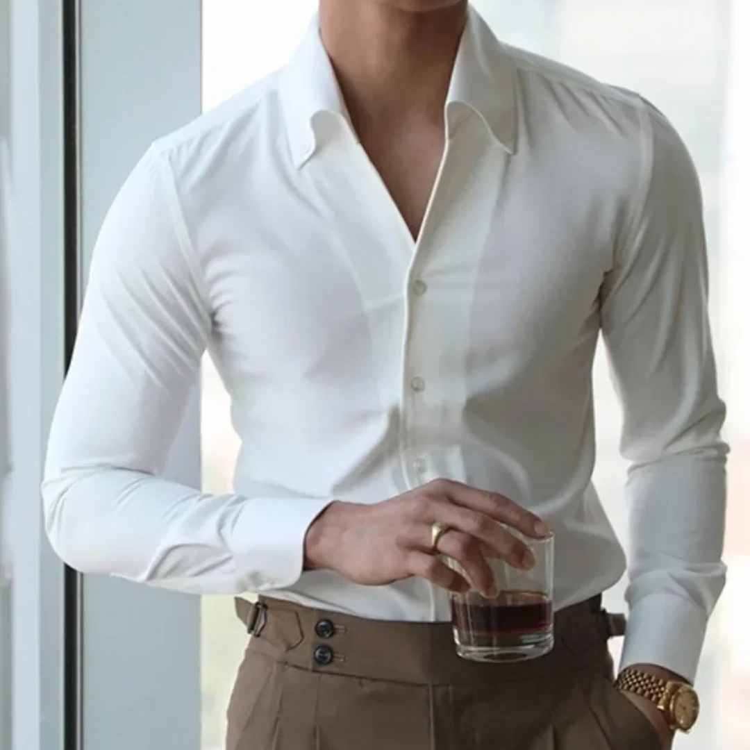 La chemise à boutons pour homme Redfield avec col italien — Blanc