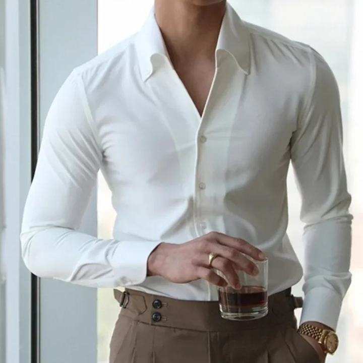 La chemise à boutons pour homme Redfield avec col italien — Blanc