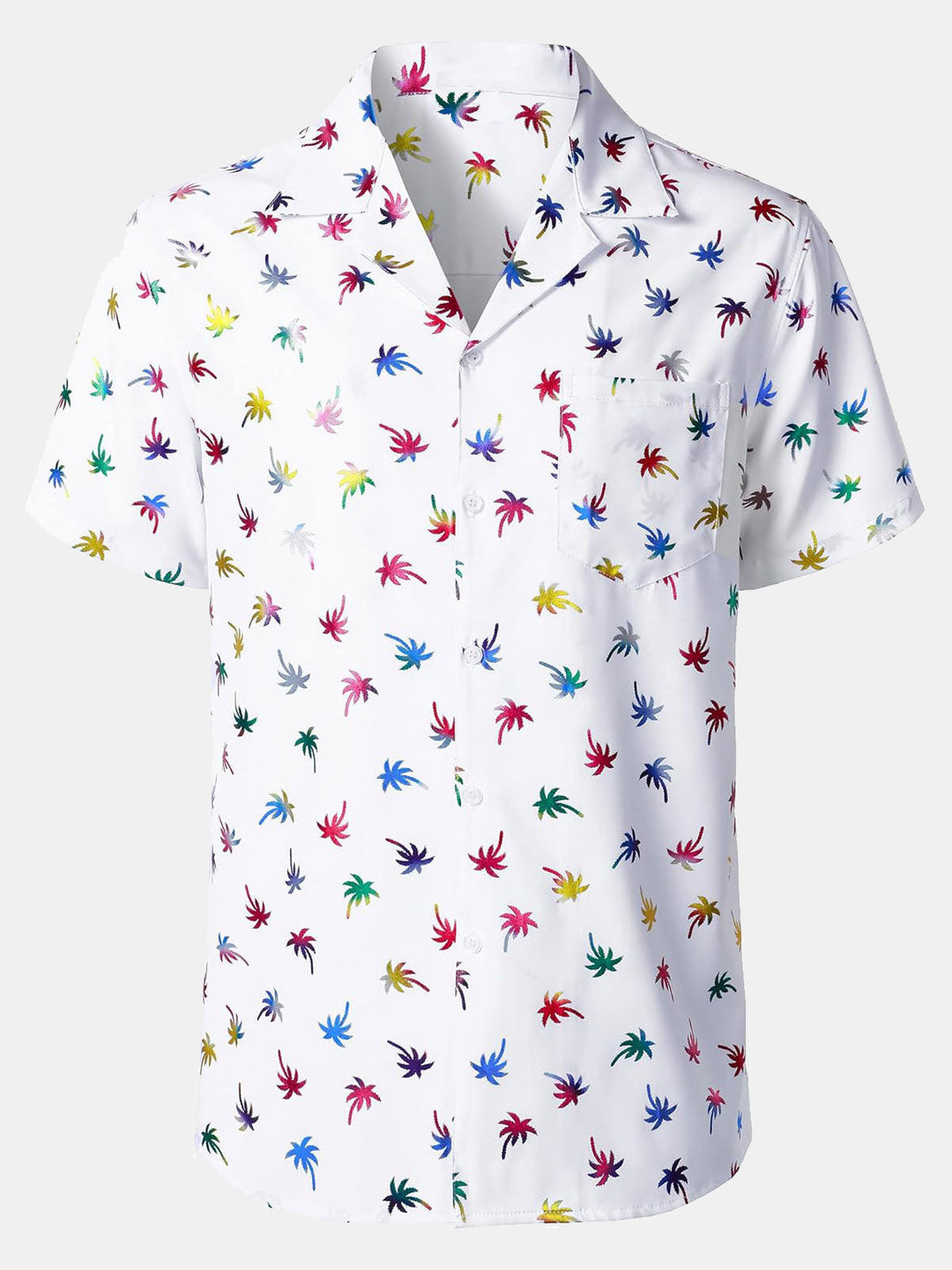 Chemise à manches courtes et col cubain pour homme, imprimé tropical coloré