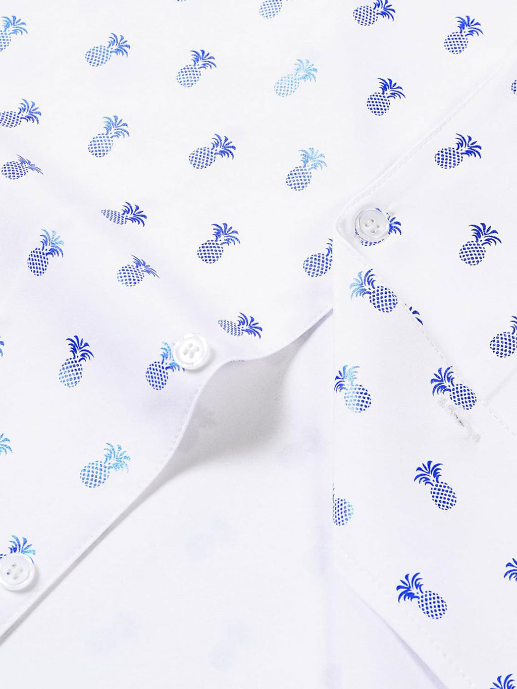 Chemise à manches courtes et col cubain pour homme, imprimé ananas bleu