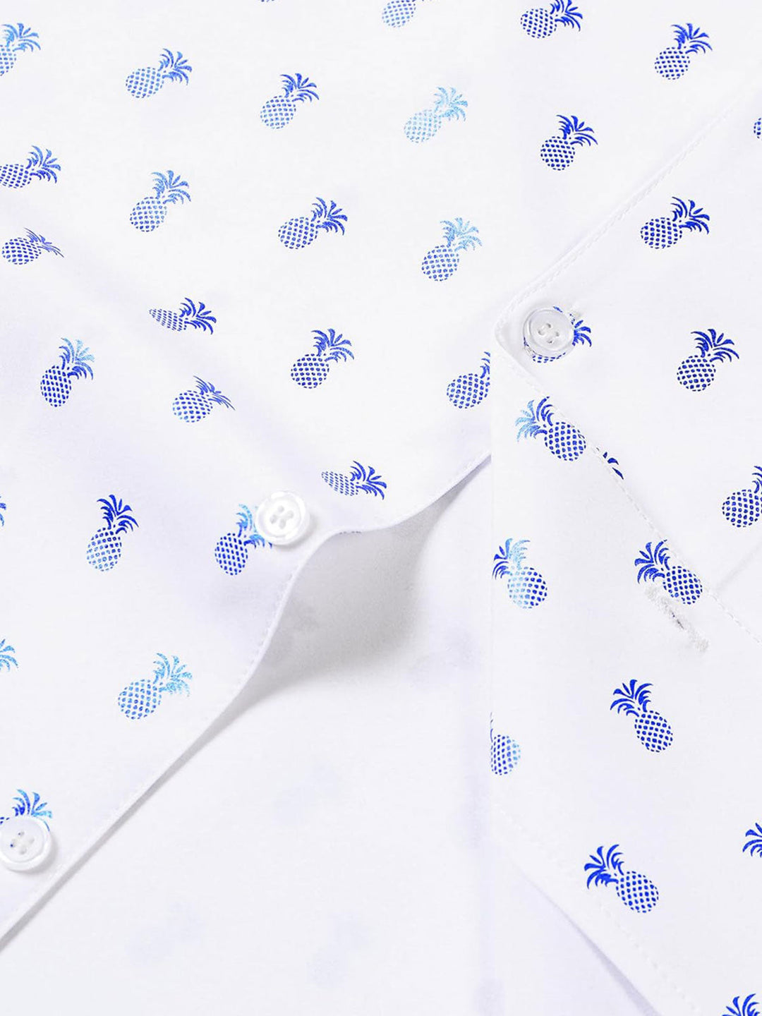 Chemise à manches courtes et col cubain pour homme, imprimé ananas bleu