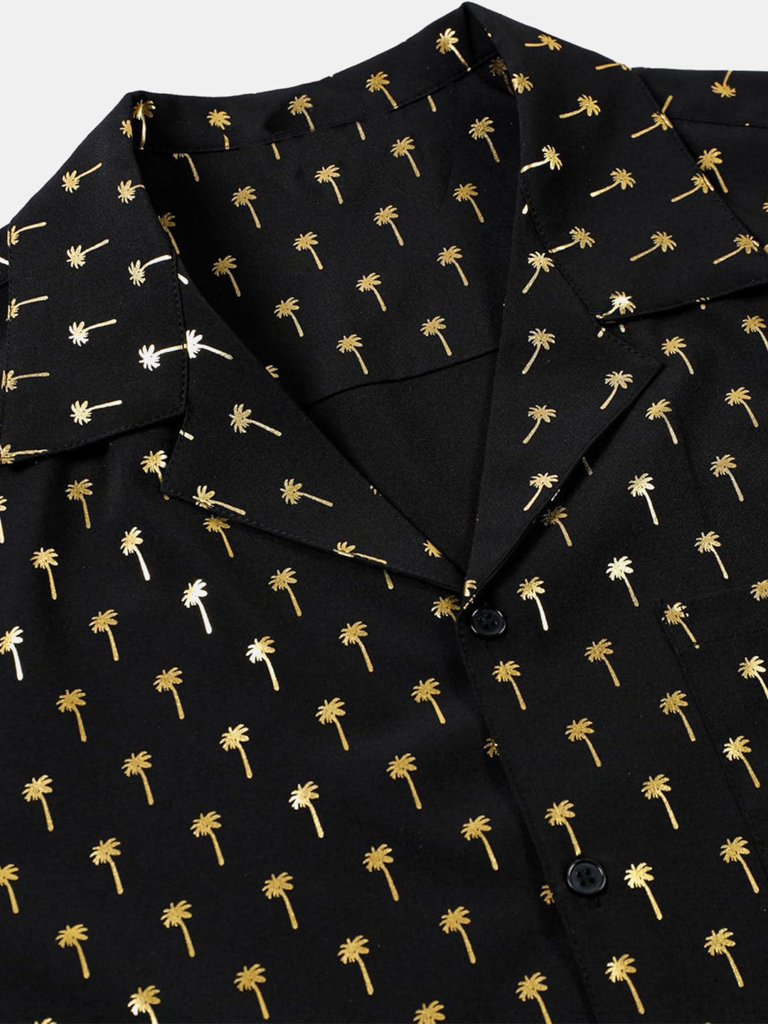 Chemise à manches courtes et col cubain Golden Palm Tree pour homme