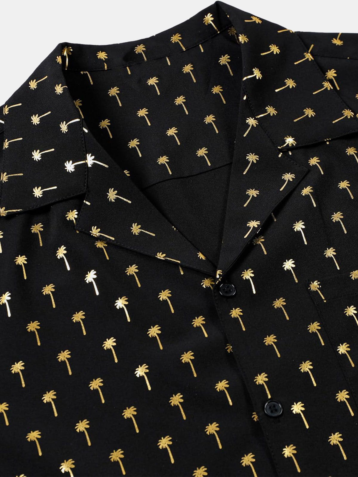 Chemise à manches courtes et col cubain Golden Palm Tree pour homme