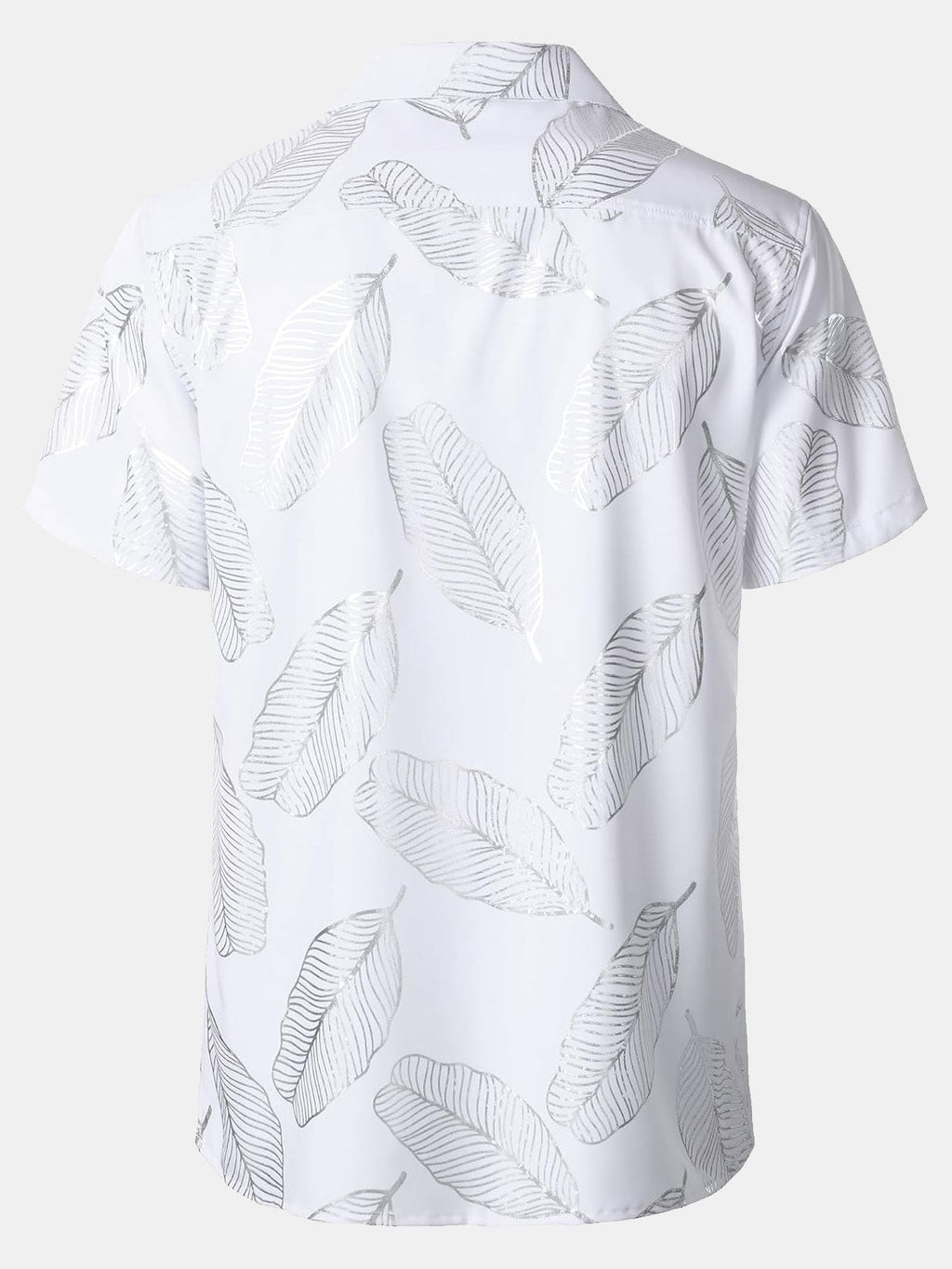 Chemise à manches courtes et col cubain pour homme, motif feuilles tropicales