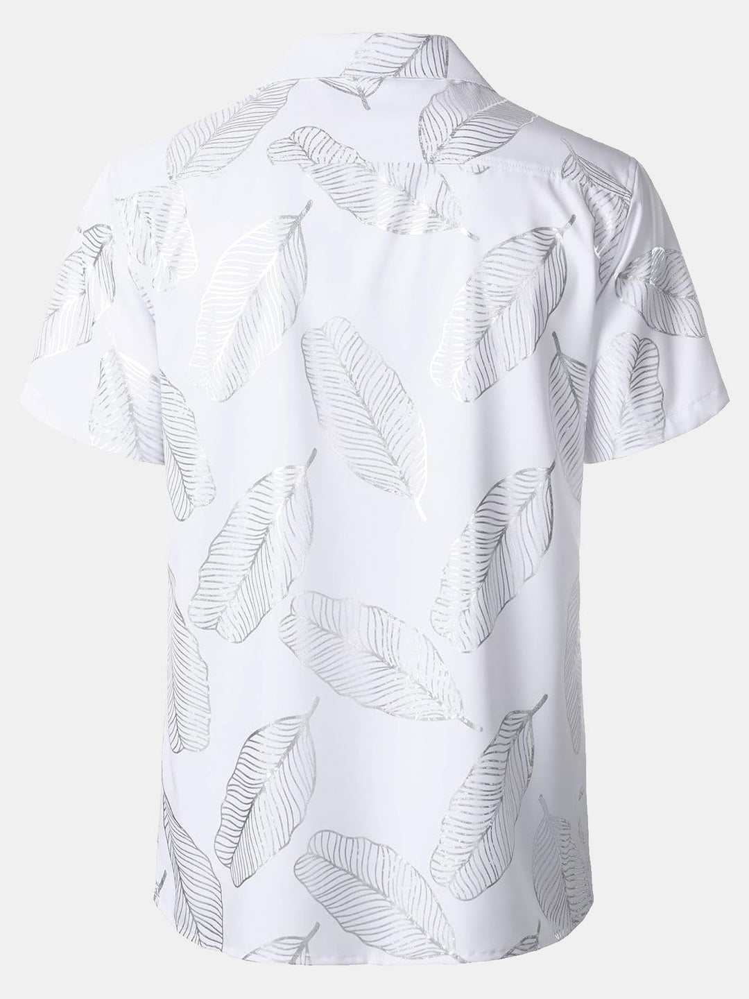 Chemise à manches courtes et col cubain pour homme, motif feuilles tropicales