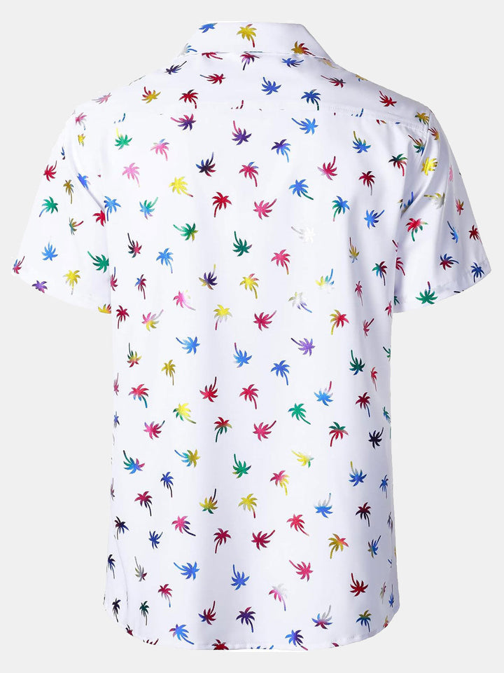 Chemise à manches courtes et col cubain pour homme, imprimé tropical coloré