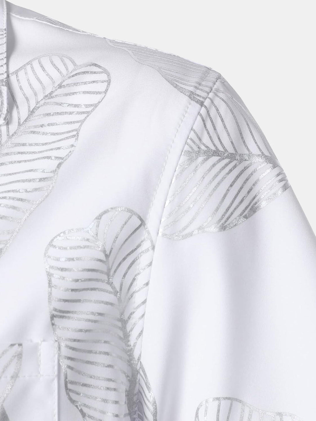 Chemise à manches courtes et col cubain pour homme, motif feuilles tropicales