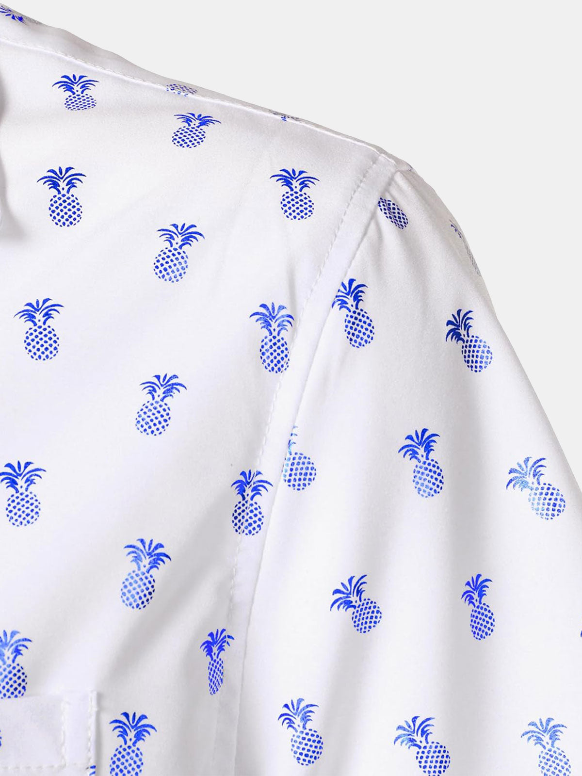 Chemise à manches courtes et col cubain pour homme, imprimé ananas bleu