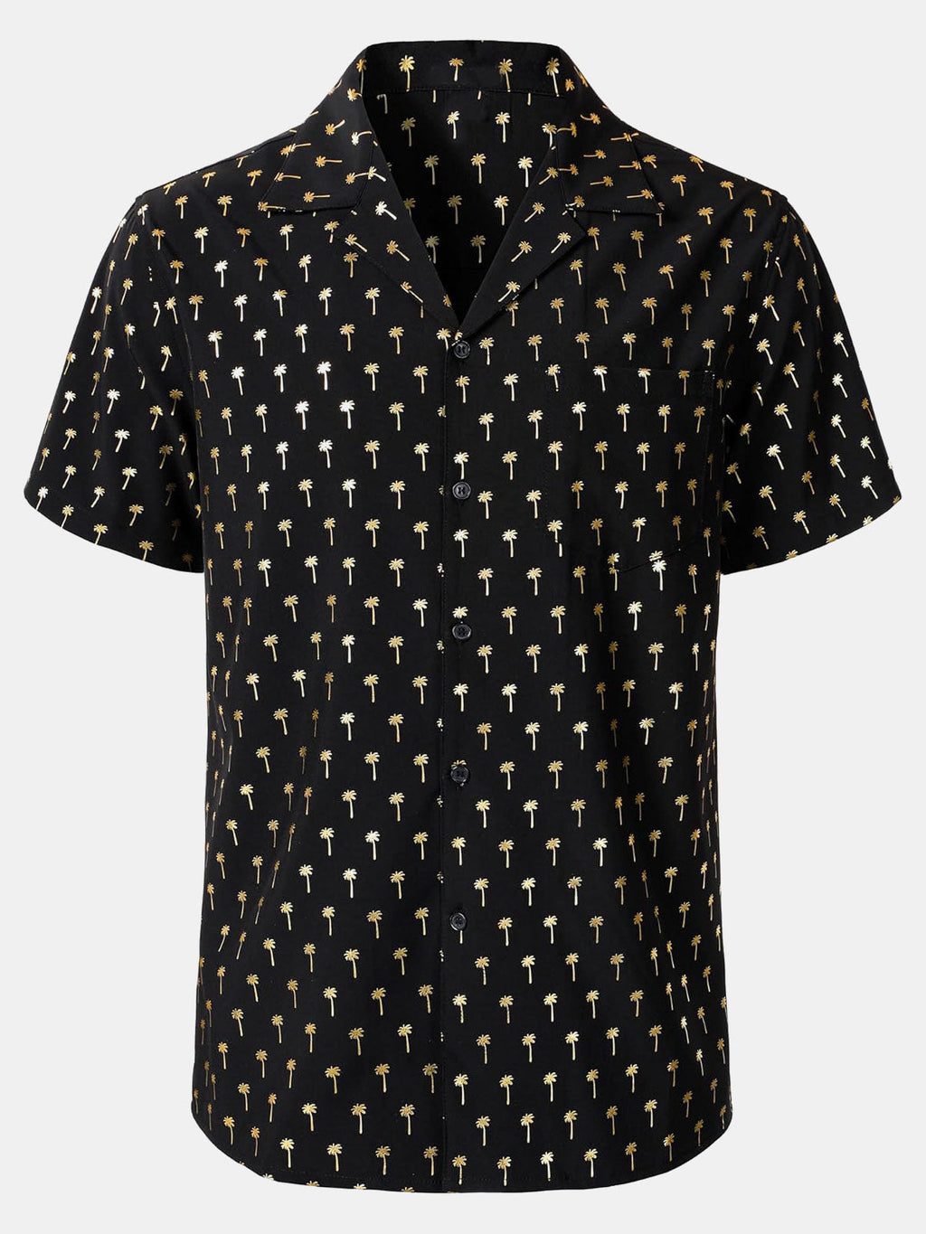 Chemise à manches courtes et col cubain Golden Palm Tree pour homme