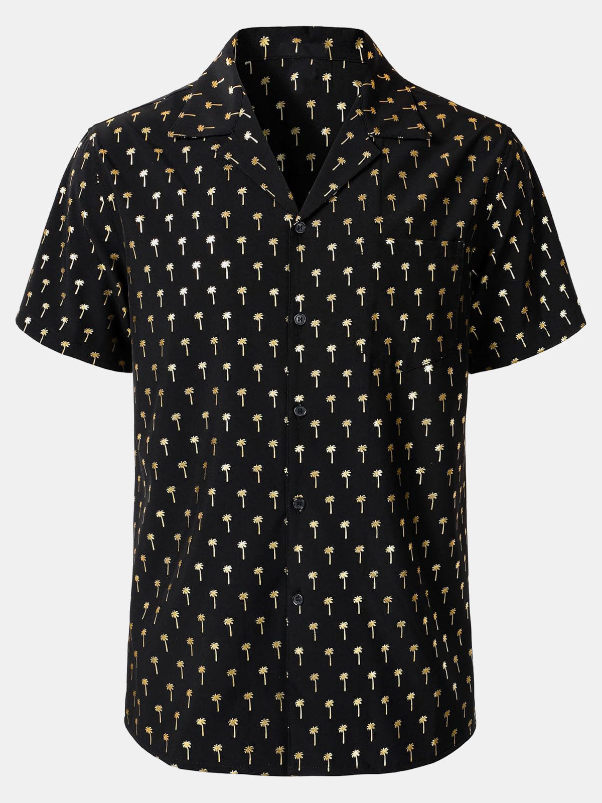 Chemise à manches courtes et col cubain Golden Palm Tree pour homme