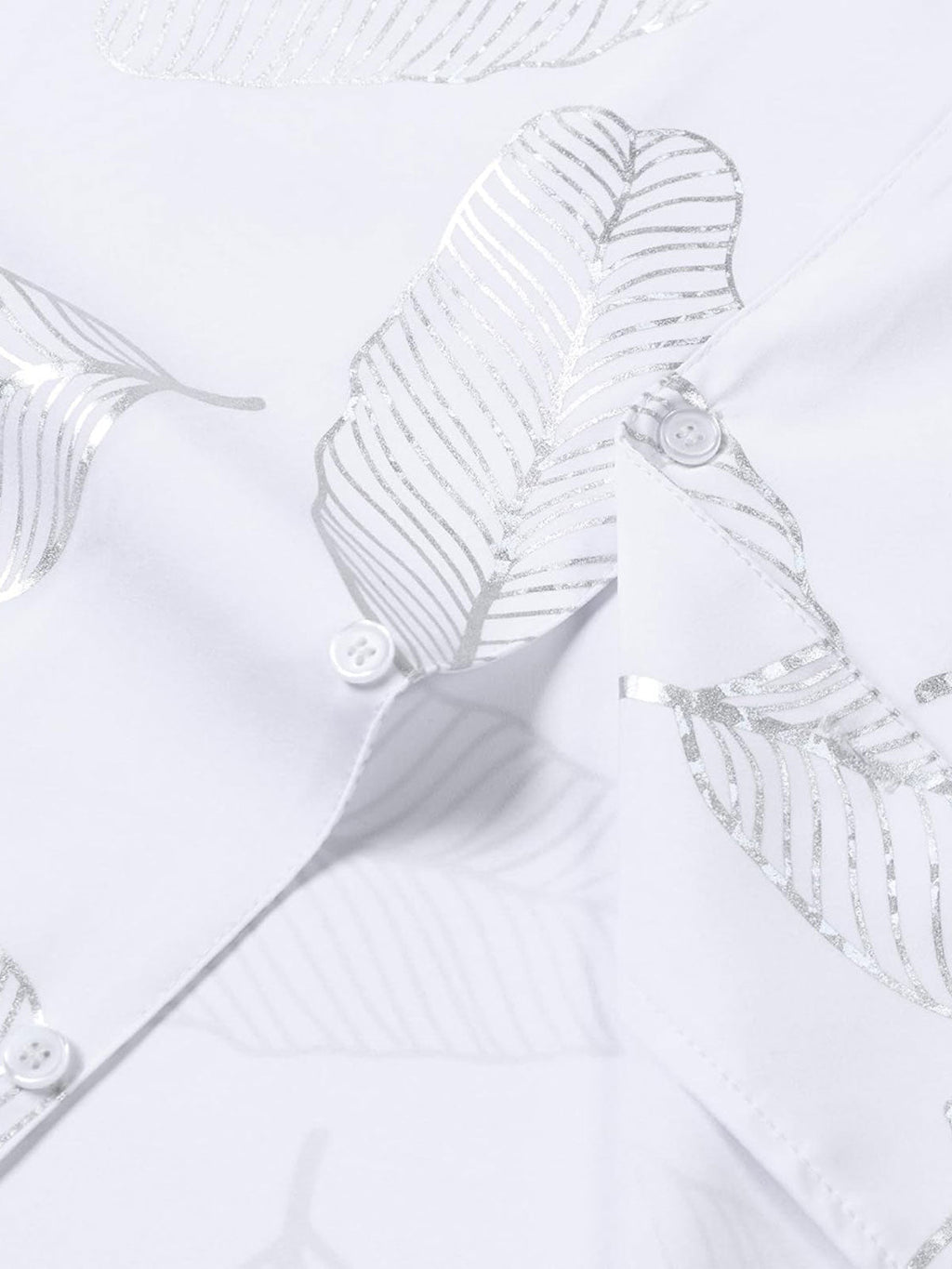 Chemise à manches courtes et col cubain pour homme, motif feuilles tropicales