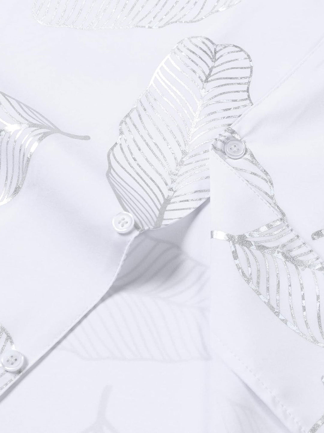 Chemise à manches courtes et col cubain pour homme, motif feuilles tropicales