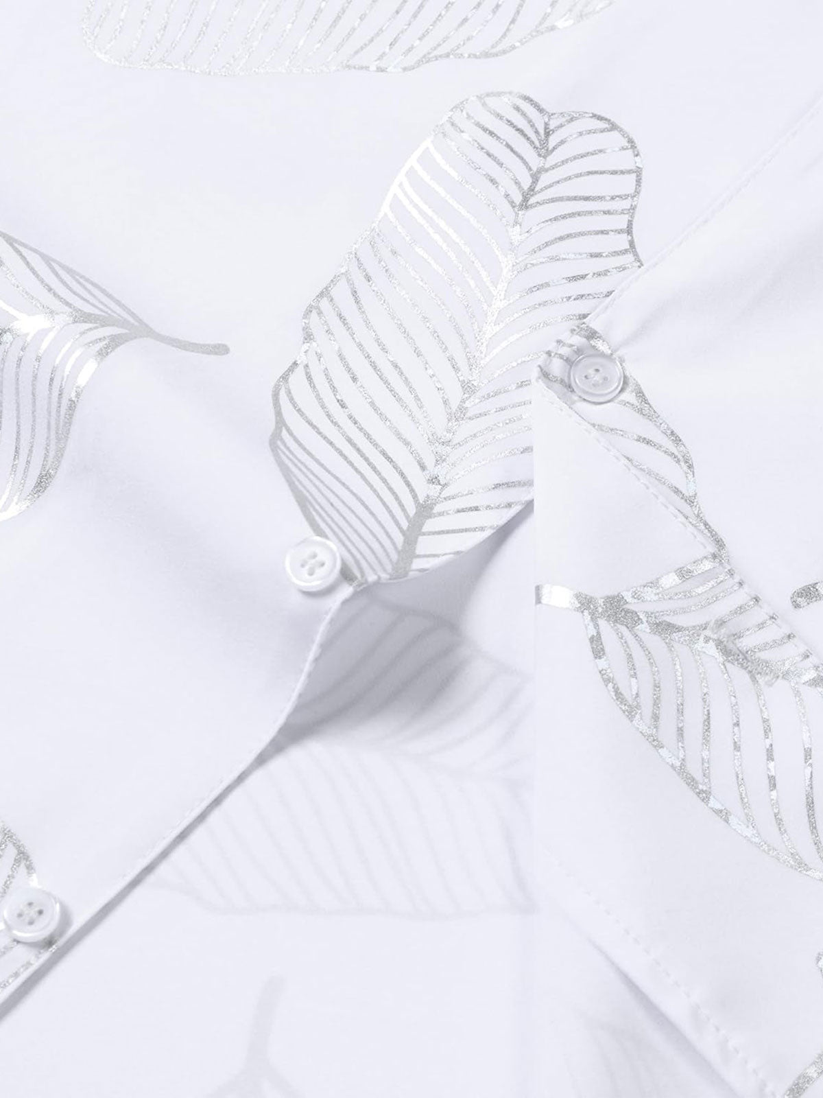 Chemise à manches courtes et col cubain pour homme, motif feuilles tropicales