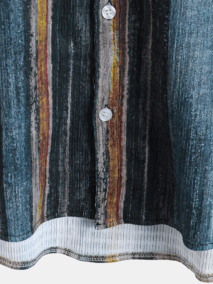 Chemise hawaïenne à manches courtes et rayures pour homme