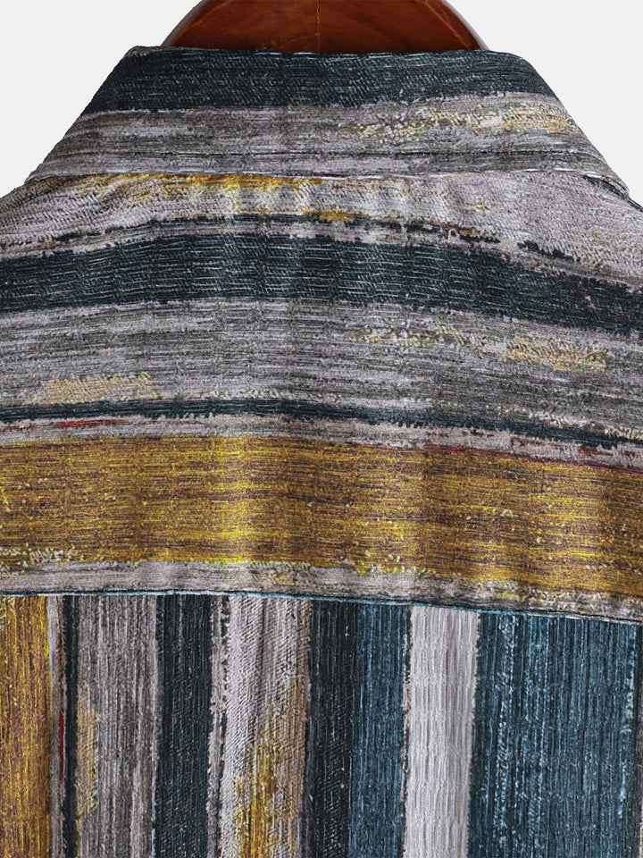 Chemise hawaïenne à manches courtes et rayures pour homme
