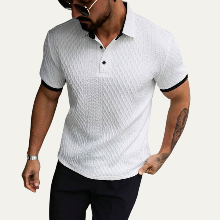 Le Polo Élégant Texturé pour Homme Cedarcrest Park avec Col Contrasté