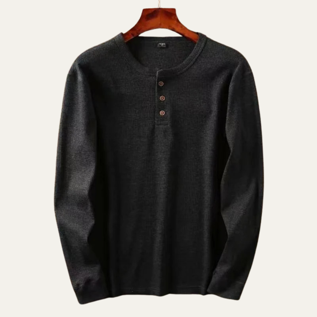 La chemise Henley thermique en coton à mailles de la Glenhurst Park pour hommes, coupe slim