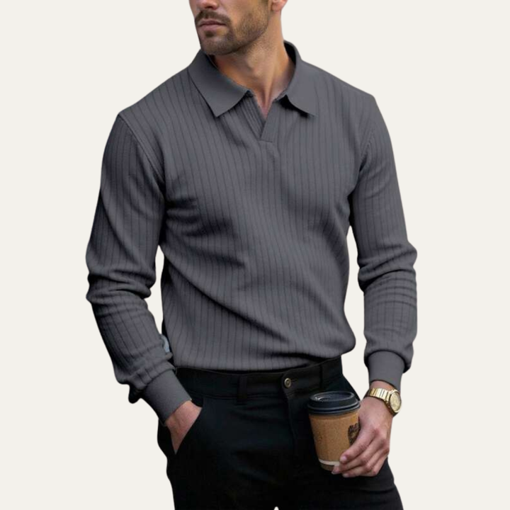 Le Polo à Manches Longues en Tricot Côtelé pour Hommes Ironcrest Hill