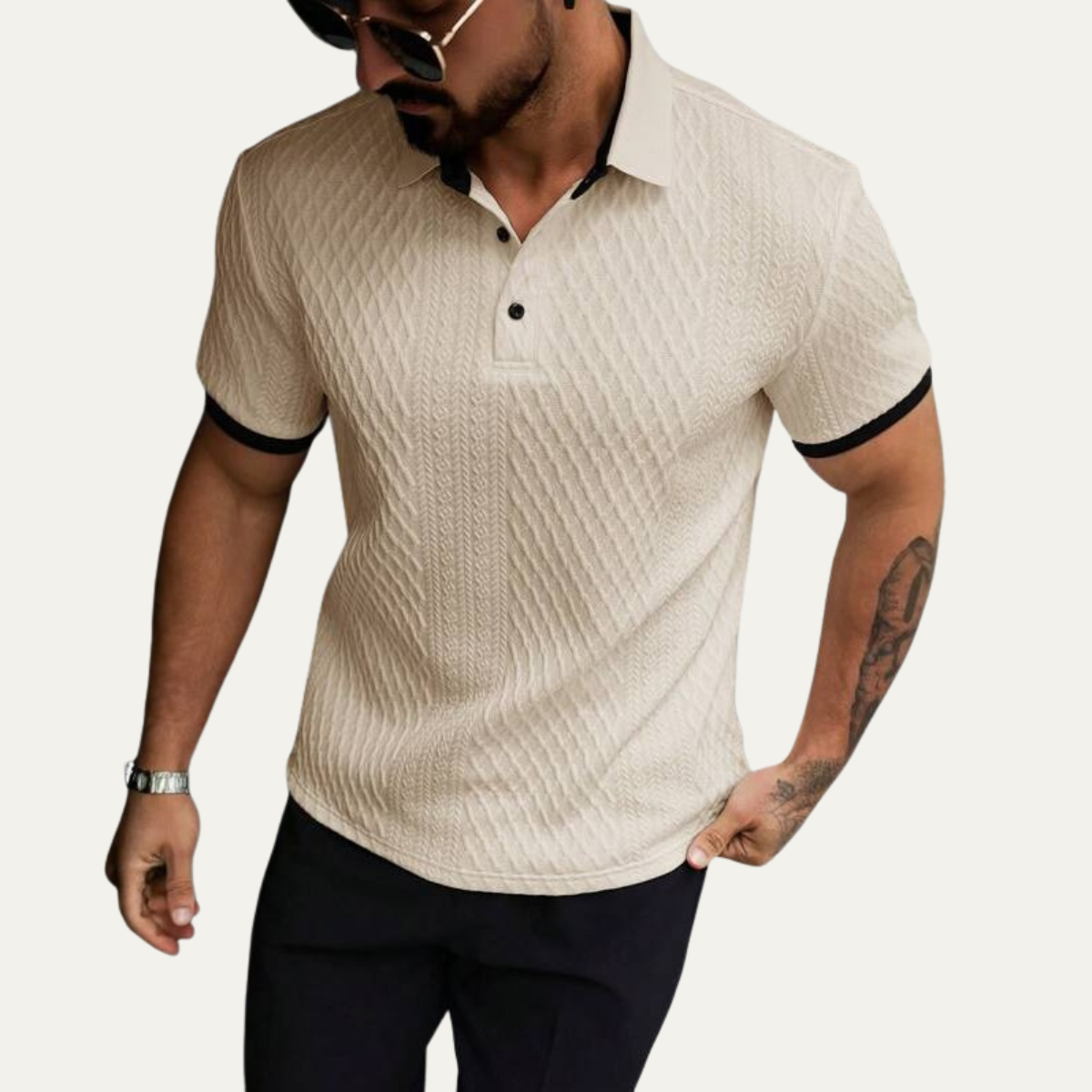 Le polo classique texturé pour homme du Brookside Park avec col contrasté