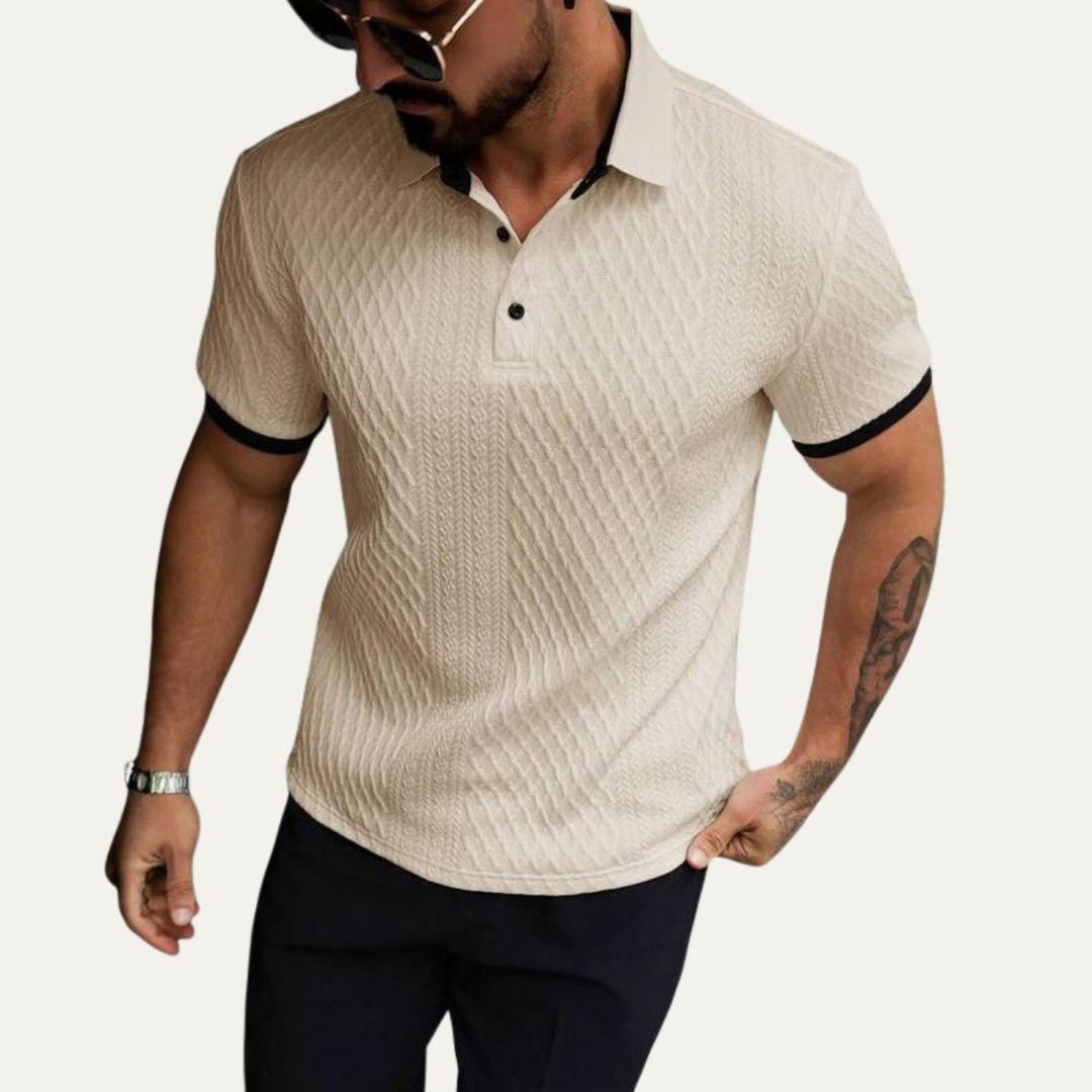 Le polo classique texturé pour homme du Brookside Park avec col contrasté