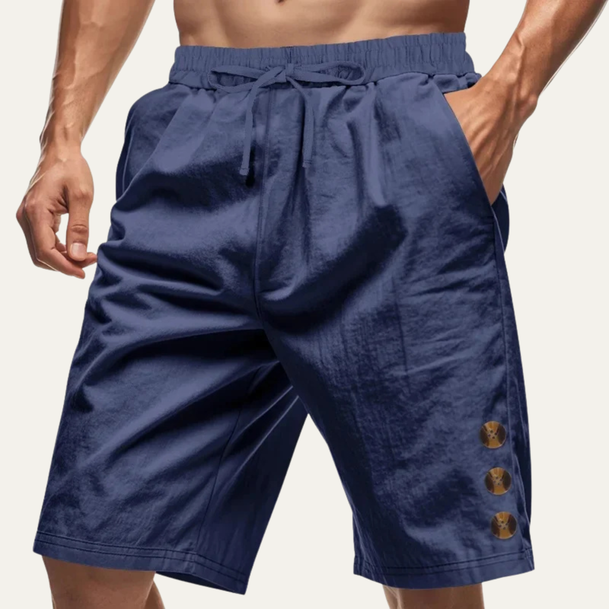 Shorts d'été décontractés pour hommes Ashbury avec détails de boutons et cordon de serrage